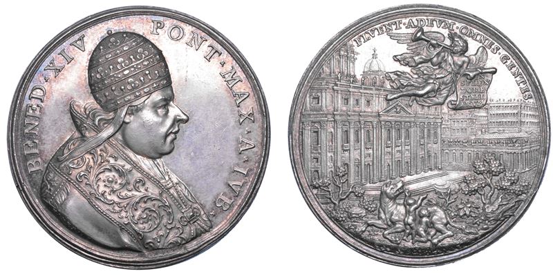 STATO PONTIFICIO. BENEDETTO XIV (Prospero Lorenzo Lambertini), 1740-1758. Medaglia in argento A. IVB (1750).  - Auction Numismatics - Cambi Casa d'Aste
