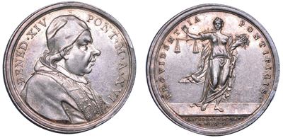 Benedetto XIV (Prospero Lorenzo Lambertini), Medaglia in argento, 1755
