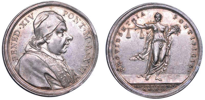 STATO PONTIFICIO. BENEDETTO XIV (Prospero Lorenzo Lambertini), 1740-1758. Medaglia in argento 1755/A. XVI. Medaglia premio agli ufficiali della zecca.  - Auction Numismatics - Cambi Casa d'Aste
