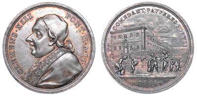 Clemente XIII (Carlo Rezzonico), Medaglia annuale in argento 1760 - I granai di Termini