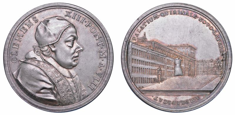 STATO PONTIFICIO. CLEMENTE XIII (Carlo Rezzonico), 1758-1769. Medaglia annuale in argento 1766/A. VIII. Nuove costruzioni aggiunte al palazzo del Quirinale.  - Auction Numismatics - Cambi Casa d'Aste