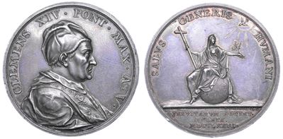 Clemente XIV (Gian Vincenzo Antonio Ganganelli), Medaglia in argento, 1773, Cacciata dei Gesuiti