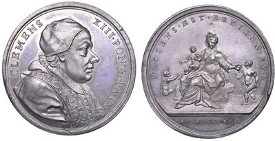 Clemente XIII (Carlo Rezzonico), Medaglia annuale in argento 1767 - Provvedimenti per lo sviluppo...