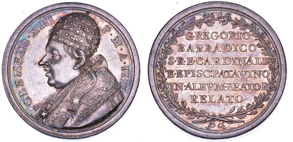 STATO PONTIFICIO. CLEMENTE XIII (Carlo Rezzonico), 1758-1769. Medaglia in argento 1761/A. IV Beatificazione di S. Gregorio Barbadico.