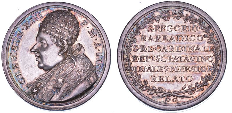 STATO PONTIFICIO. CLEMENTE XIII (Carlo Rezzonico), 1758-1769. Medaglia in argento 1761/A. IV Beatificazione di S. Gregorio Barbadico.  - Auction Numismatics - Cambi Casa d'Aste