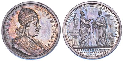 CLEMENTE XIV (Gian Vincenzo Antonio Ganganelli), Medaglia annuale in argento del 1772 con il Batt...