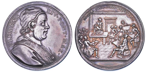STATO PONTIFICIO. CLEMENTE XIV (Gian Vincenzo Antonio Ganganelli), 1769-1774. Medaglia in argento s.d. Scuola del nudo.