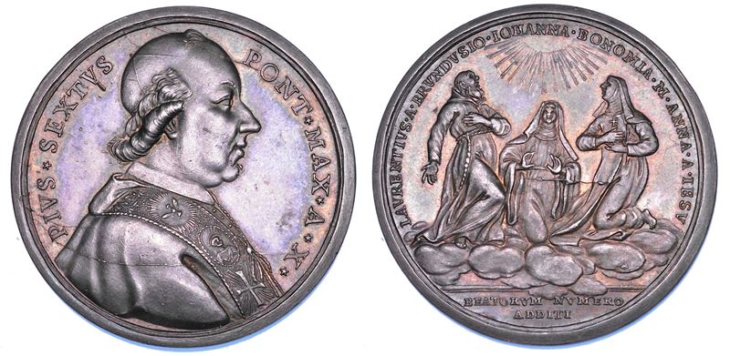 STATO PONTIFICIO. PIO VI (Giannangelo Braschi), 1775-1799. Medaglia annuale in argento. 1784/A. X. Tre nuovi Santi.  - Asta Numismatica - Cambi Casa d'Aste