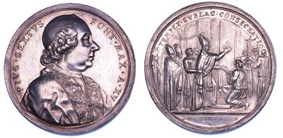 Giovanni Hamerani, Medaglia annuale in argento del Stato Pontificio, 1789, Consacrazione della Ch...