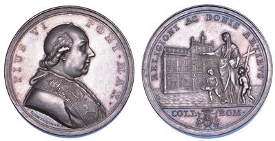 Giannangelo Braschi (Pio VI), Medaglia in argento, premio alunni Collegio Romano, 1775-1799