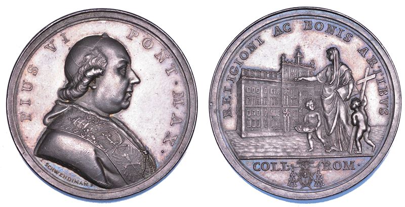 STATO PONTIFICIO. PIO VI (Giannangelo Braschi), 1775-1799. Medaglia in argento. s.d. Premio alunni Collegio Romano.  - Asta Numismatica - Cambi Casa d'Aste