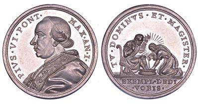 Pio VI (Giannangelo Braschi), Medaglia in argento con il Lavanda dei piedi del Giovedì Santo, 177...