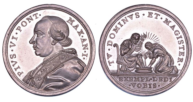STATO PONTIFICIO. PIO VI (Giannangelo Braschi), 1775-1799. Medaglia in argento (1775)/A. I. Lavanda dei piedi del Giovedì Santo.  - Auction Numismatics - Cambi Casa d'Aste