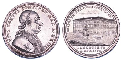 PIO VI, Medaglia annuale in argento, 1797, Ospizio dei trovatelli a Camerino