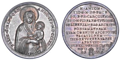 Stato Pontificio, Pio VI (Giannangelo Braschi), Medaglia in argento, 1775, Apertura e chiusura de...