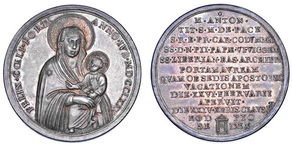 STATO PONTIFICIO. PIO VI (Giannangelo Braschi), 1775-1799. Medaglia in argento 1775/A. I. Apertura e chiusura della Porta Santa della Basilica Liberiana.