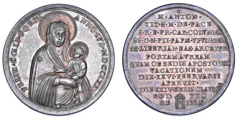 STATO PONTIFICIO. PIO VI (Giannangelo Braschi), 1775-1799. Medaglia in argento 1775/A. I. Apertura e chiusura della Porta Santa della Basilica Liberiana.  - Auction Numismatics - Cambi Casa d'Aste