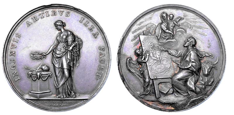 STATO PONTIFICIO. PIO VI (Giannangelo Braschi), 1775-1799. Medaglia in argento 1775/(A.I). Accademia di San Luca.  - Asta Numismatica - Cambi Casa d'Aste