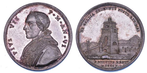 STATO PONTIFICIO. PIO VII (Barnaba Chiaramonti), 1800-1823. Medaglia annuale in argento 1805/A. VI.