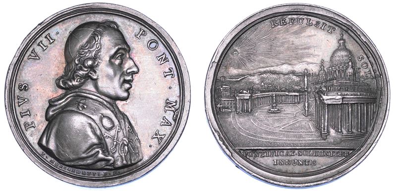 STATO PONTIFICIO. PIO VII (Barnaba Chiaramonti), 1800-1823. Medaglia in argento (1801/A. II). Possesso del Laterano.  - Auction Numismatics - Cambi Casa d'Aste
