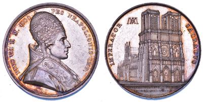 Pio VII, Medaglia in argento commemorativa dell'incoronazione di Napoleone I, 1804