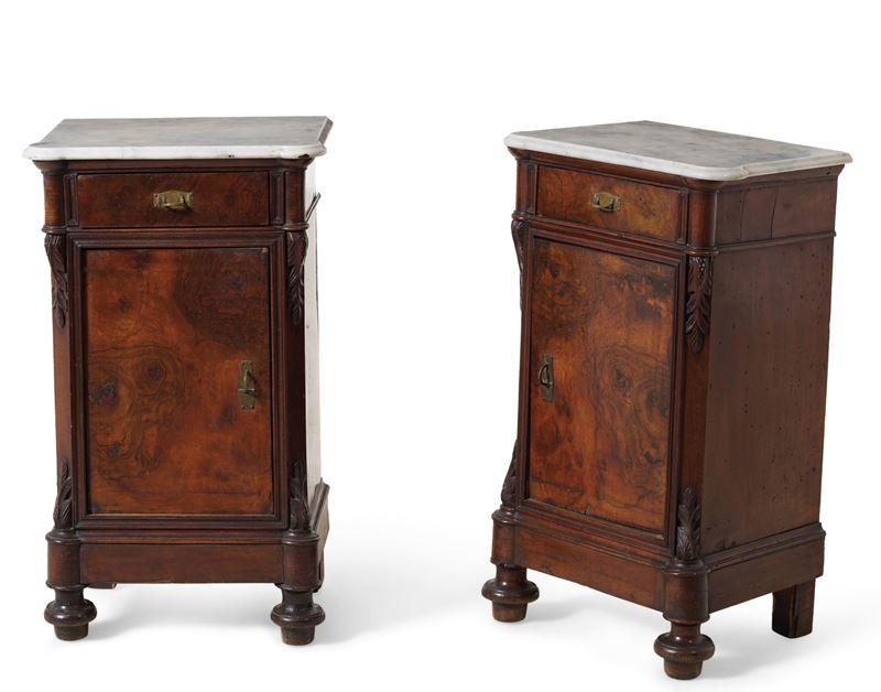 Coppia di comodini ad un'anta, XIX secolo  - Auction Antiques - Cambi Casa d'Aste