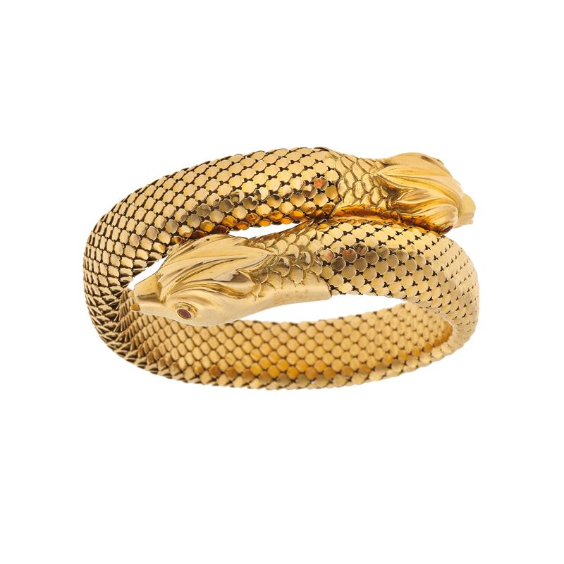 Gold "snake" bangle-bracelet  - Auction Fine Jewellery - Cambi Casa d'Aste
