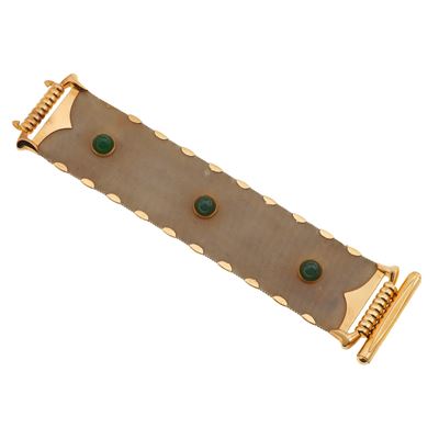 Bracciale in oro giallo 750 con agate verdi