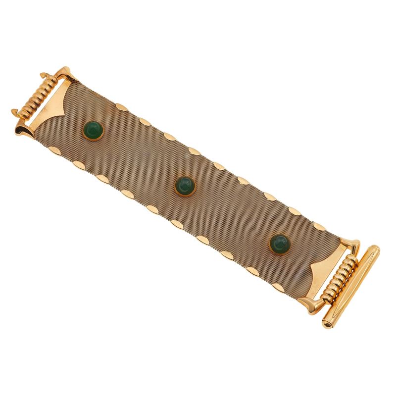 Green agate and gold bracelet  - Auction Fine Jewellery - Cambi Casa d'Aste