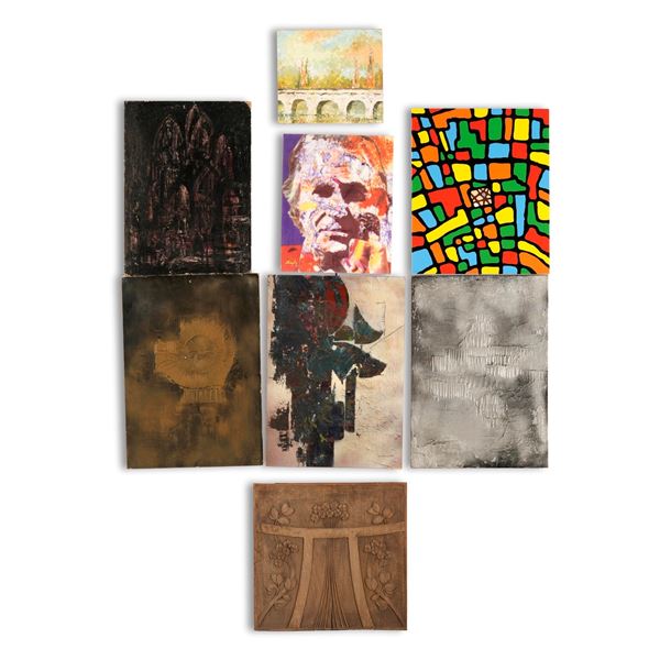 Lotto di nove opere d'arte contemporanea