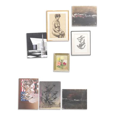 Raccolta di dipinti e litografie del XX secolo, soggetti astratti, figura femminile e natura mort...