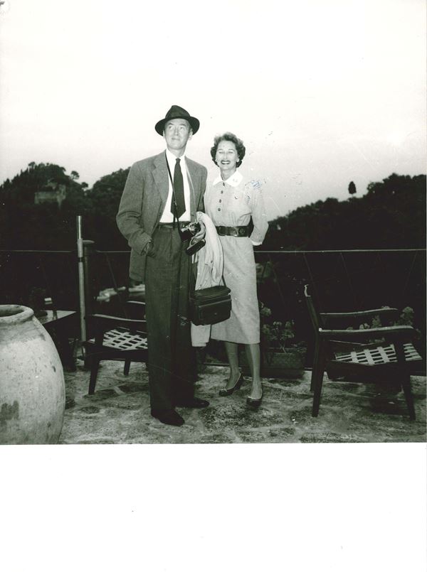 Autore Sconosciuto - lotto di tre fotografie James Stewart e la moglie Gloria McLean all’hotel Splendido di Portofino