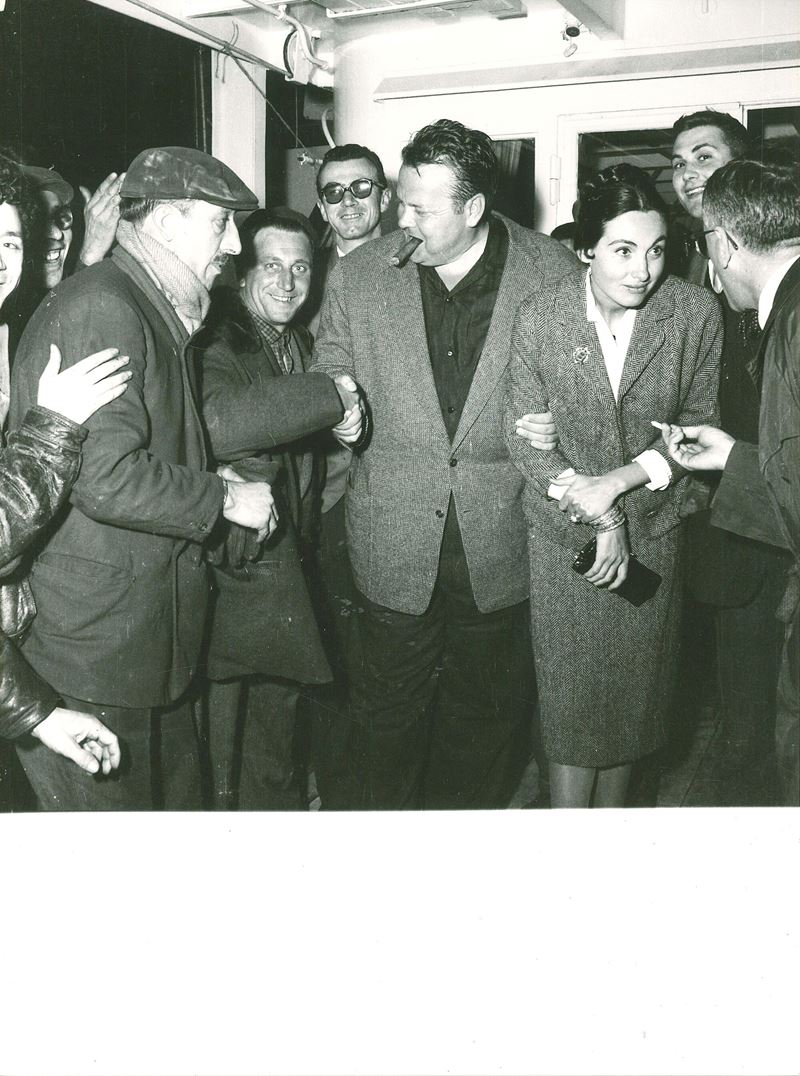 lotto di tre fotografie Orson Welles a Genova