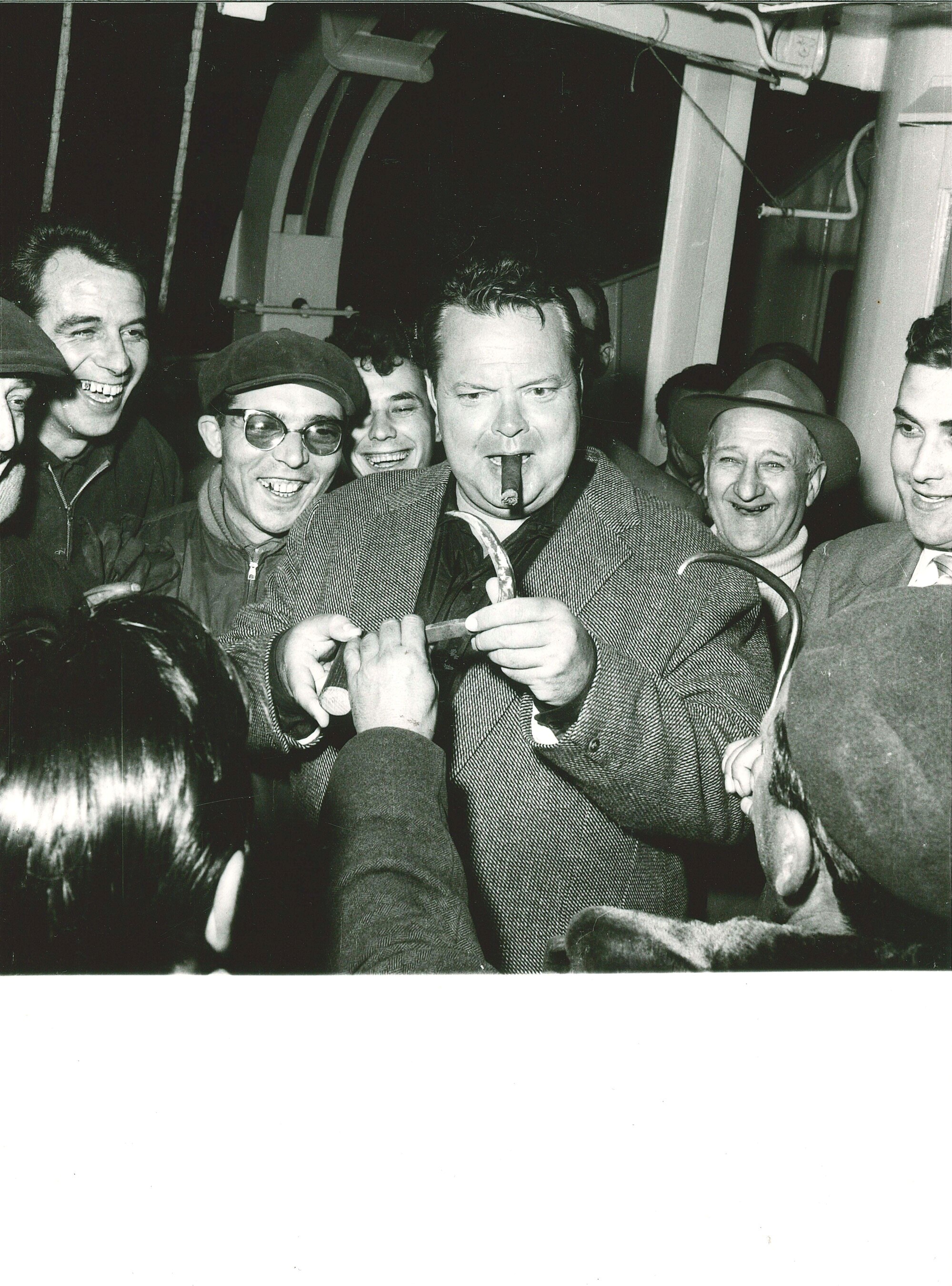 lotto di tre fotografie Orson Welles a Genova