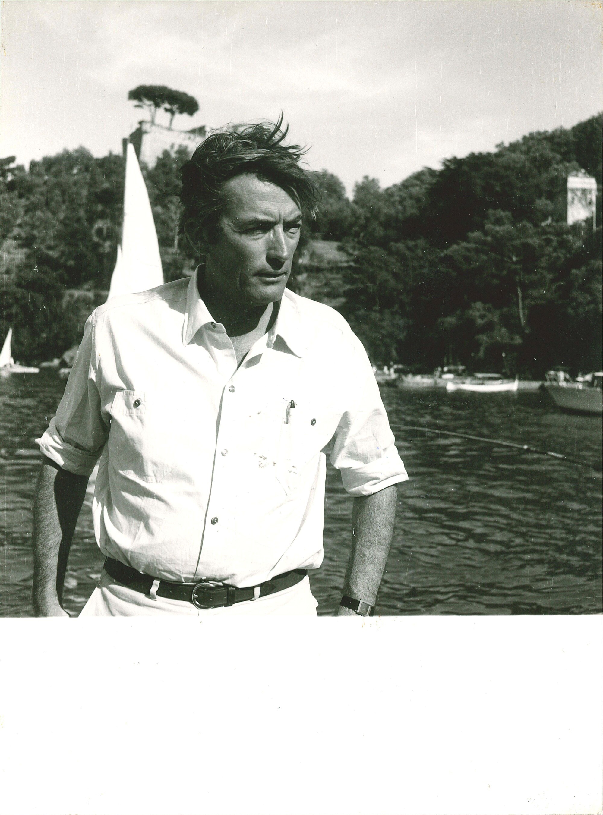 lotto di cinque fotografie Gregory Peck a Portofino