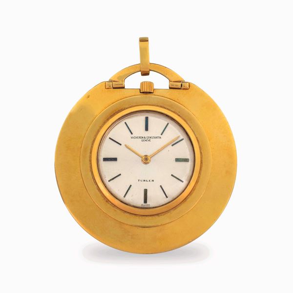 Vacheron & Constantin da tasca in oro giallo 18k, firma Turler su quadrante a ore sei, circa 1960