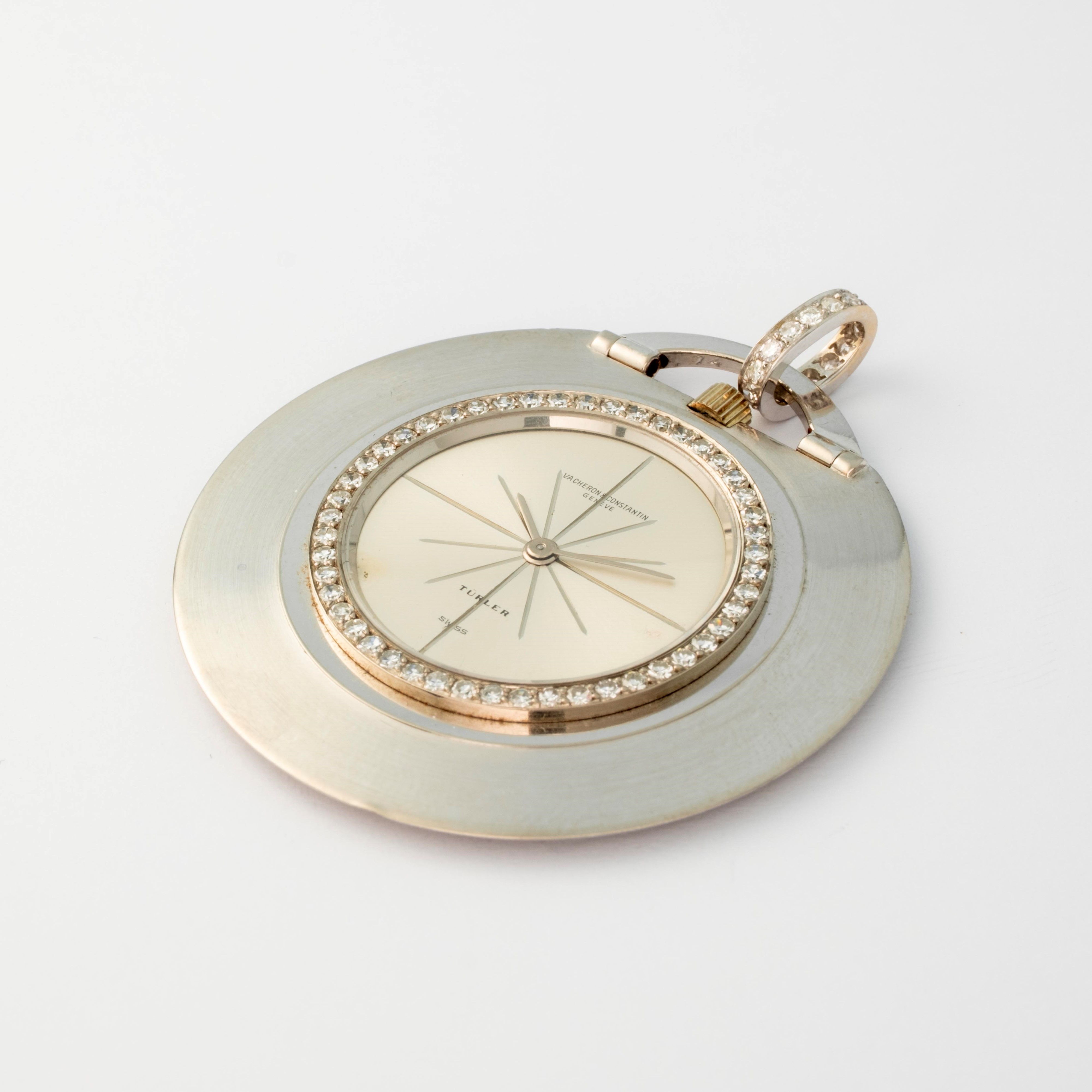 Vacheron & Constantin - Orologio da tasca in oro bianco 18k con diamanti, circa 1960
