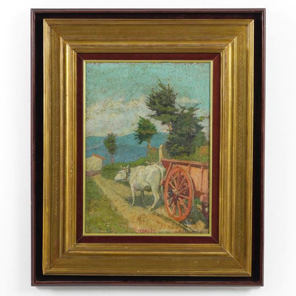 Anonimo del XIX-XX secolo Carro trainato da buoi