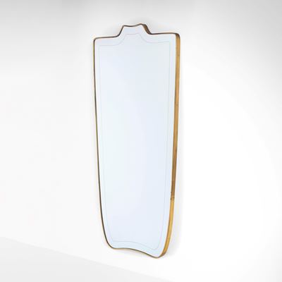 Specchiera in legno con decoro inciso, Italia, circa 1950