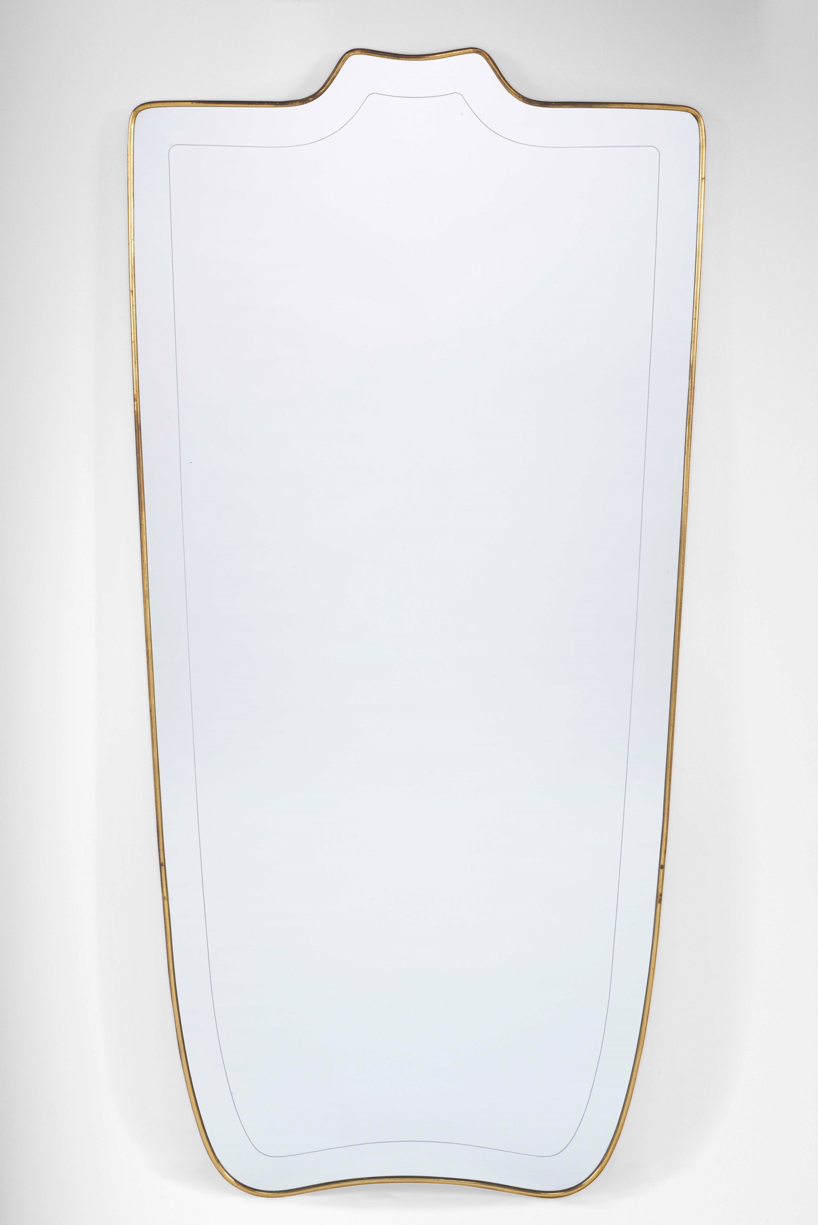 Specchiera in legno con decoro inciso, Italia, circa 1950