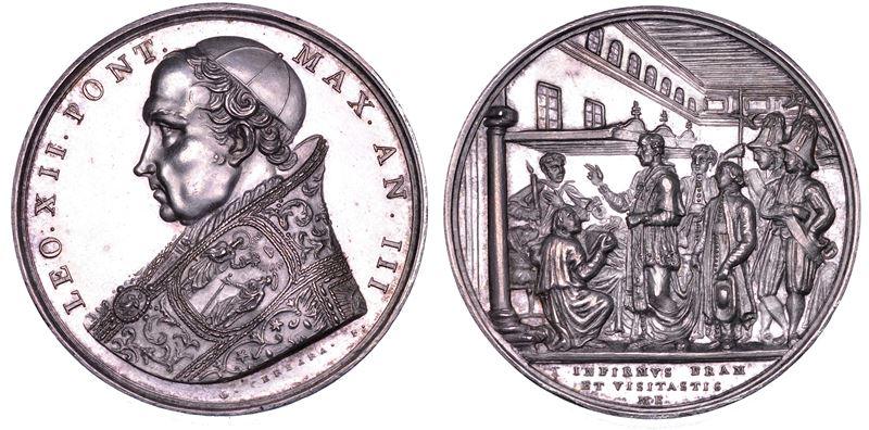 STATO PONTIFICIO. LEONE XII (Annibale Sermattei della Genga), 1823-1829. Medaglia annuale in argento 1826/A. III. Provvedimenti a favore della sanità pubblica.  - Asta Numismatica - Cambi Casa d'Aste