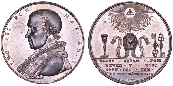 STATO PONTIFICIO. LEONE XII (Annibale Sermattei della Genga), 1823-1829. Medaglia in argento 1823/A. I.  Elezione al pontificato.