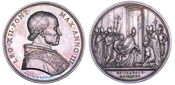STATO PONTIFICIO. LEONE XII (Annibale Sermattei della Genga), 1823-1829. Medaglia in argento 1825/A. III. Chiusura Porta Santa Vaticana.