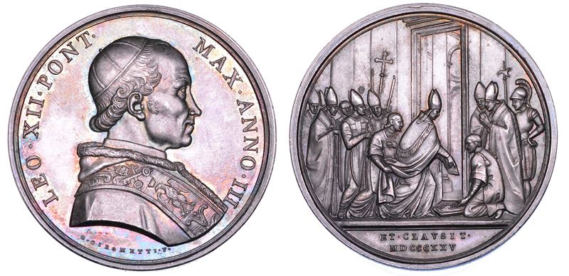 STATO PONTIFICIO. LEONE XII (Annibale Sermattei della Genga), 1823-1829. Medaglia in argento 1825/A. III. Chiusura Porta Santa Vaticana.  - Auction Numismatics - Cambi Casa d'Aste