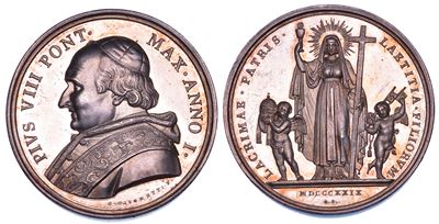 Pio VIII, Medaglia annuale in argento 1829/A. I. Elezione al Pontificato