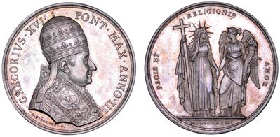 Gregorio XVI, Medaglia annuale in argento 1833, Invito alla concordia dopo la condanna del Liberi...