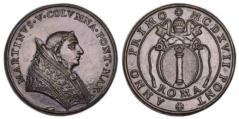 STATO PONTIFICIO. MARTINO V (Oddone Colonna), 1417-1431. Medaglia di restituzione in bronzo (circa 1664). Elezione al Pontificato.  - Auction Numismatics - Cambi Casa d'Aste