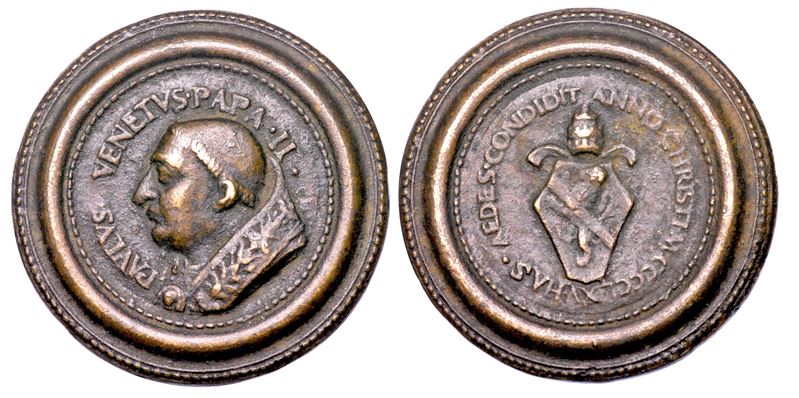 STATO PONTIFICIO. PAOLO II (Pietro Barbo), 1464-1471. Medaglia in bronzo 1465. Fortificazioni di alcune rocche pontificie.  - Auction Numismatics - Cambi Casa d'Aste