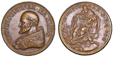 Giovan Angelo Medici, Medaglia commemorativa dedicata a Pio IV, bronzo, 1564-1565