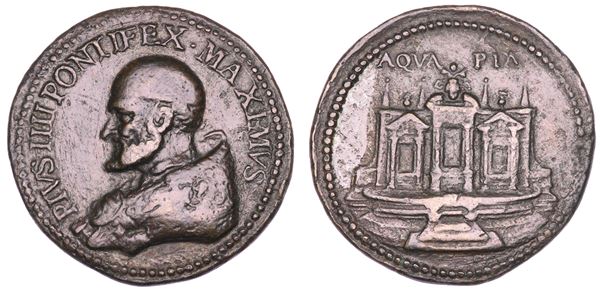 STATO PONTIFICIO. PIO IV  (Giovan Angelo Medici), 1559-1565. Medaglia in bronzo (1565). La fontana vecchia di Bologna.